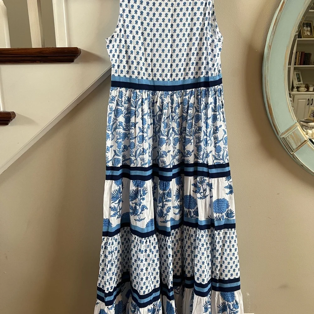 CHELSEA  & Theodore Sleeveless Tiered Maxi Dress cotton small - Picture 6 of 7